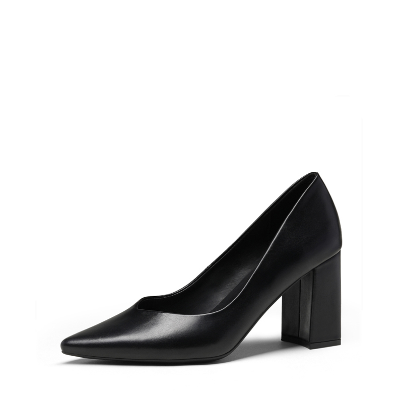Thick heel on sale pointed toe pumps
